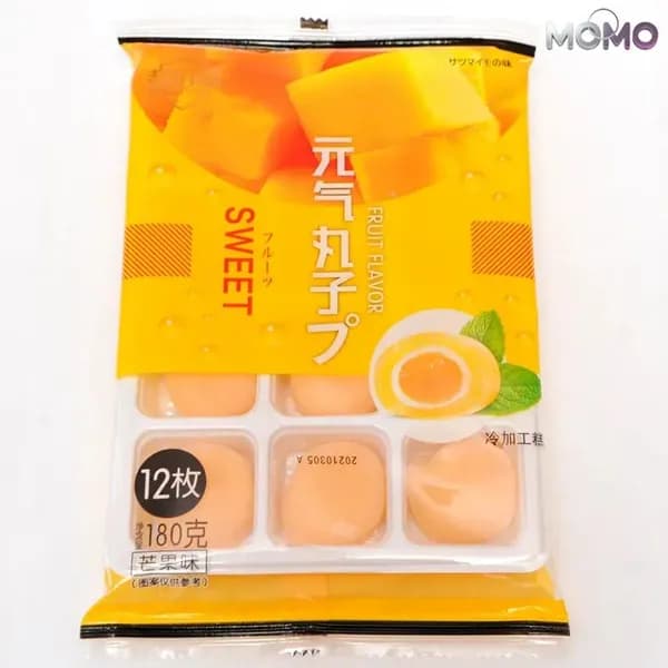 Рисовое моти (mochi, мочи) пирожное со вкусом манго без сахара 180гр/ Азиатские сладости/ Клецки из рисовой муки с начинкой/ Япония, Корея, Китай