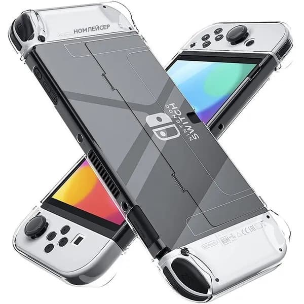 Закрепляемый прозрачный чехол для Nintendo Switch OLED, жесткий защитный чехол для ПК, совместимый с консолью Switch OLED и JoyCon
