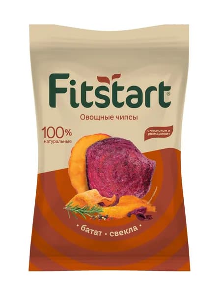 Овощные чипсы Fitstart Батат Свекла с чесноком, перцем и розмарином, 50 г