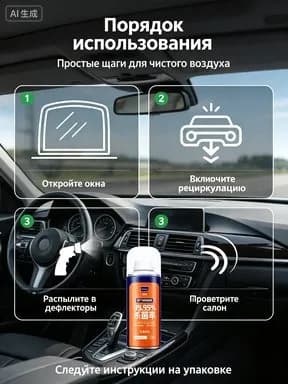 автоочиститель кондиционера, дезинфекция салона, спрей от запаха в машине, антибактериальный дезодорант, очистка автокондиционера
