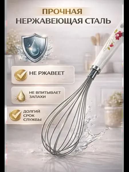 Венчик с пластиковой ручкой 30 см для белков и сливок