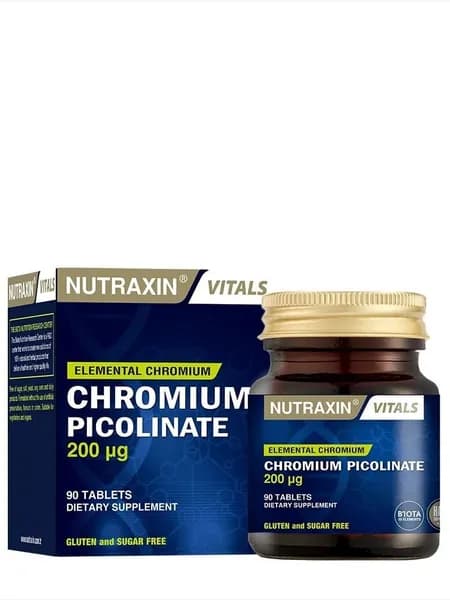 NUTRAXIN Chromium Picolinate 200 mcg 90 таблеток, поддержка обмена веществ и контроля сахара