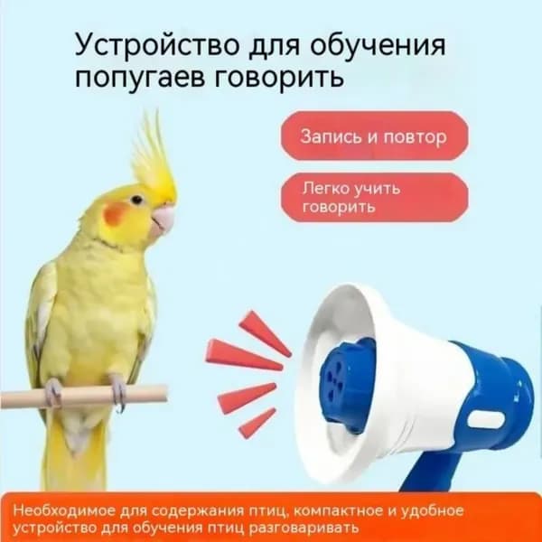 Дрессировщик для попугаев с записью голоса, синий BG