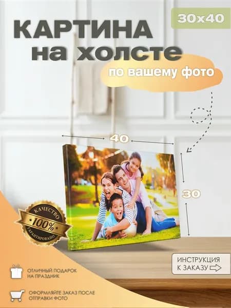 Фото на холсте, картина 30х40