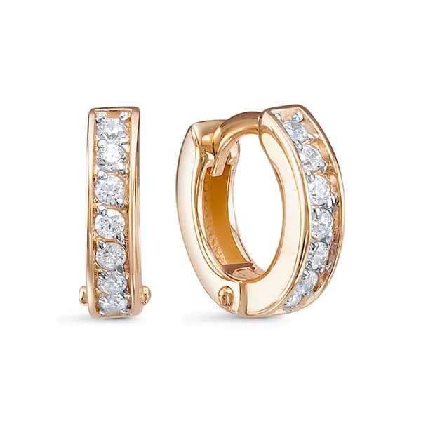 Золотые серьги DIAMANT-ONLINE с фианитом 585 пробы