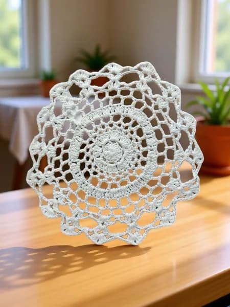 Салфетка на стол декоративная кружевная, хлопок, 20*20