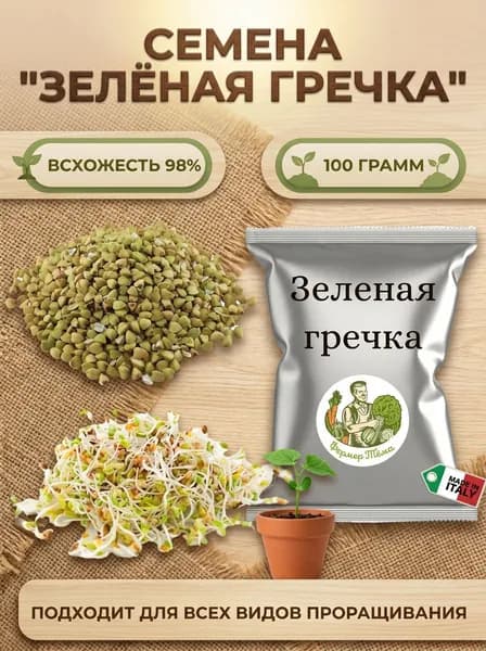 Семена для проращивания микрозелени "Зеленая гречка" 100 грамм