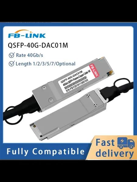 40G DAC QSFP+ к QSFP+ кабель 3 м, черный