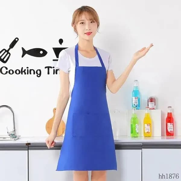 Фартук для кухни 75х62 см - Водонепроницаемый хлопковый передник для поваров/выпечки (Синий, усиленные карманы, сертификат безопасности, 1 шт).