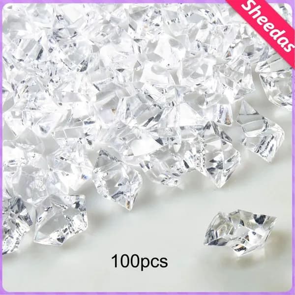11x14mm 100 штук белых акриловых льдинок, натуральный вид, для оформления интерьера
