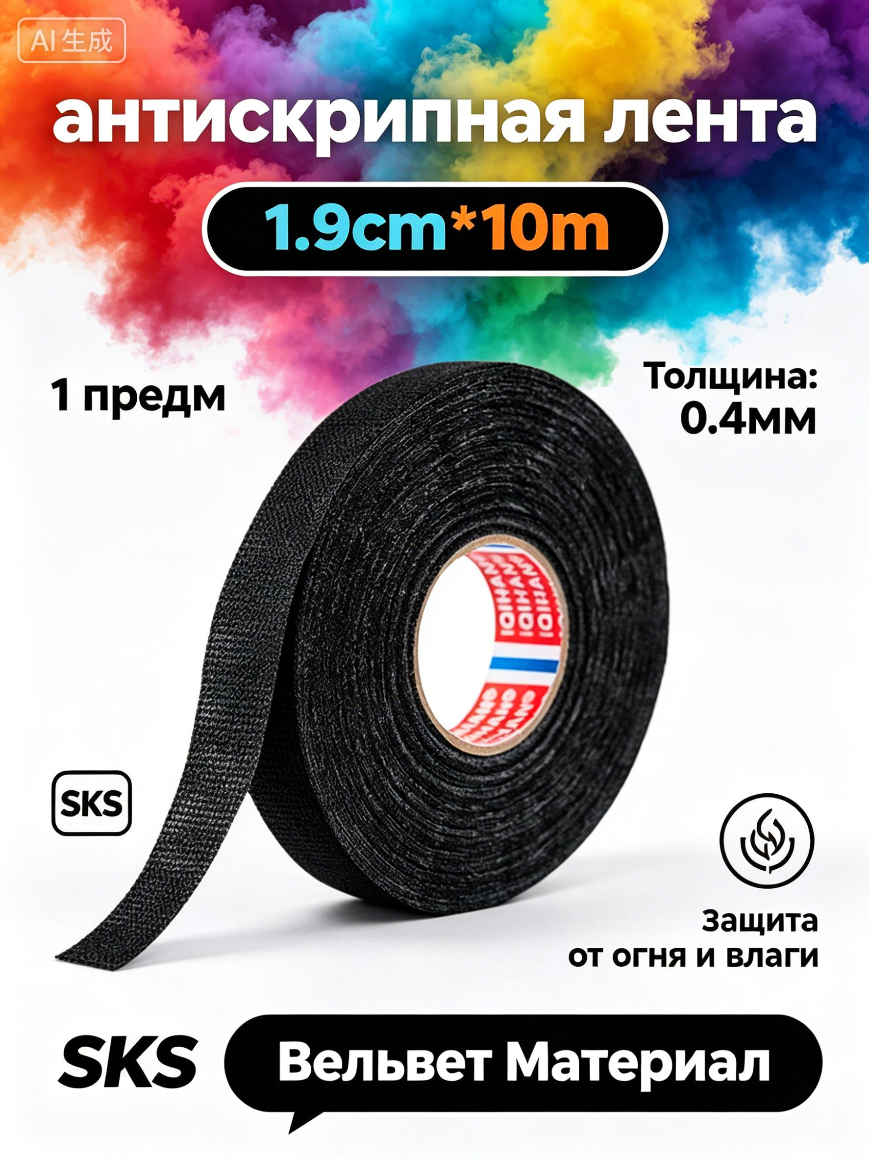 Антискрип автомобильный, 10 м, толщина: 0.4 мм, 1 шт.