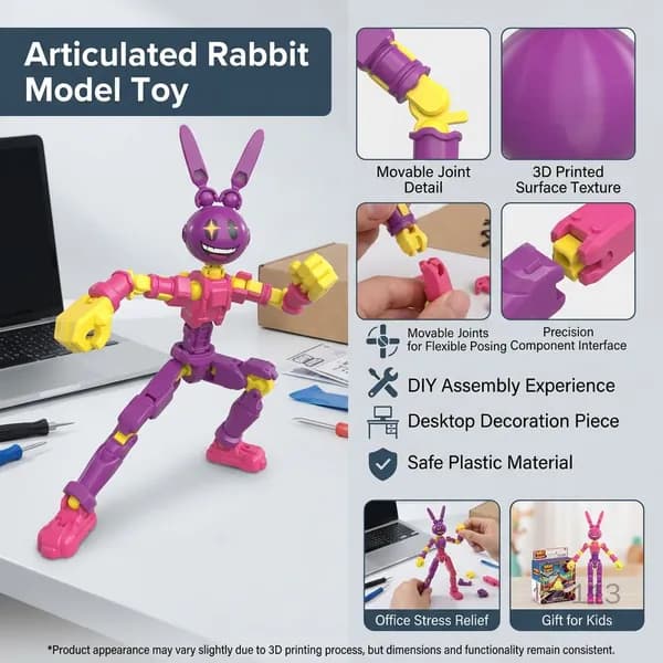 3D-фигурка кролика с подвижными суставами для сборки антистресс