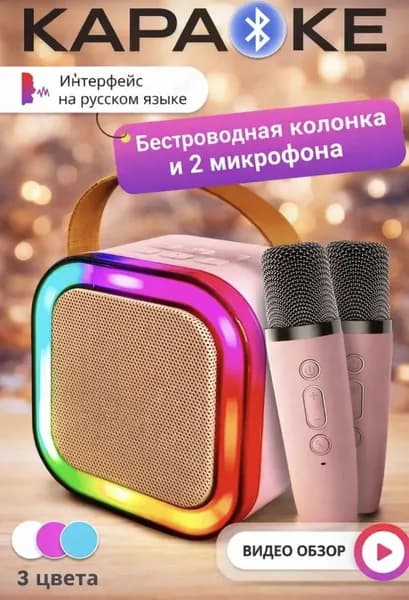 Караоке колонка с двумя микрафонами