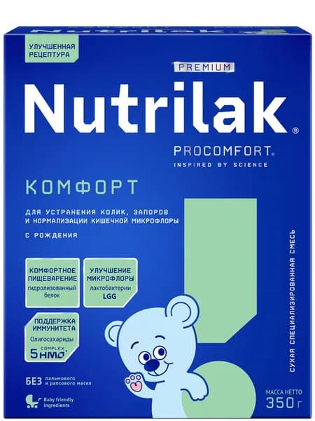 Молочная смесь Nutrilak Premium Комфорт, от колик и запоров, с рождения, 350 г