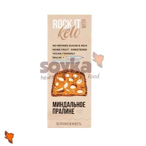 Батончик протеиновый низкоуглеводный миндальное пралине Rock IT, 40г