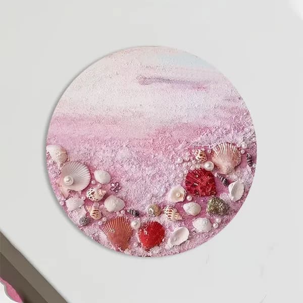 Набор для ручного творчества Pink Beach : круглая картина из ракушек и перламутра, 20 20 см