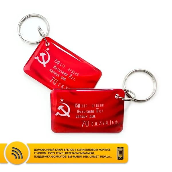 Ключ для домофона T5577 "Знамя победы" эпоксидный, перезаписываемый, 125 кГц. Брелок-заготовка для копирования Em-marine (болванка-пустышка).