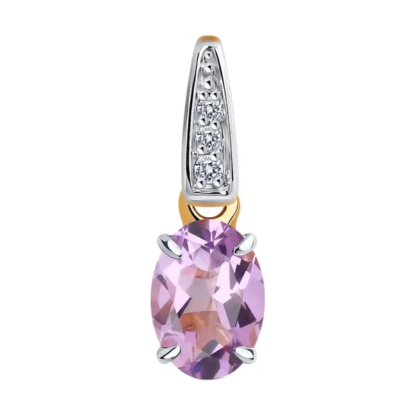 Золотая подвеска DIAMANT-ONLINE с фианитом и аметистом 585 пробы