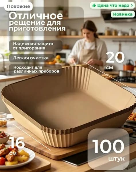 Форма для выпечки, Квадратная, 1 яч., 20 см x 20 см, 100 шт