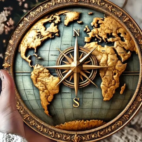 Ретро круглый компас с металлической росписью, декоративный знак в морском стиле