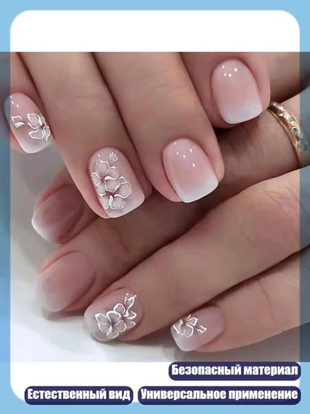 Квадратные накладные ногти с цветочным дизайном, 12 размеров, 24 шт. для DIY