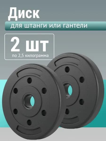 Диск для штанги. Блин для гантели 2,5 кг 2шт черный