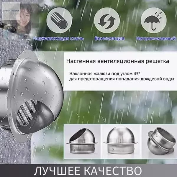 Выход стенной металлический с решеткой и сеткой, 304 нержавеющей стали,D100mmx