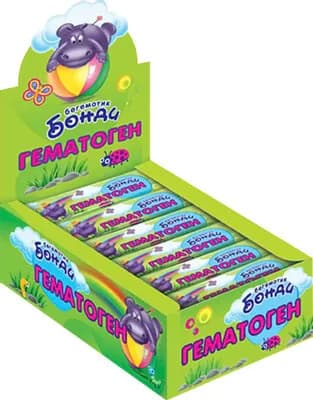 Гематоген "Бегемотик Бонди" КДВ/Яшкино,  18 шт по 40 г