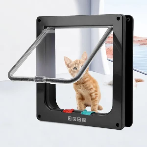 Кошачья дверца из ABS-пластика, чёрная, размер S