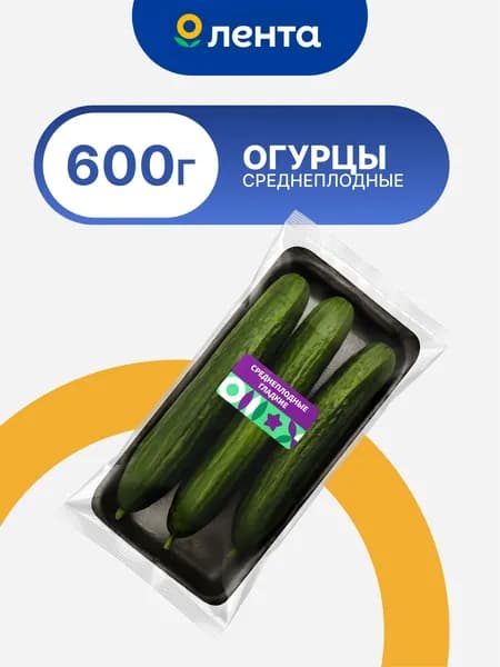 Огурцы 600г среднеплодные гладкие тепличные