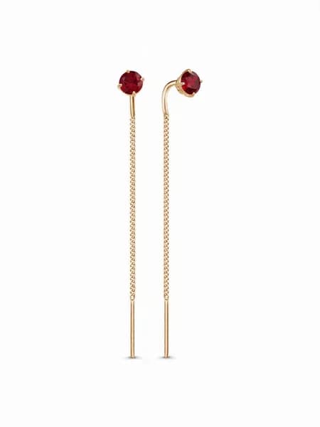 Jewelry Valley Серьги ювелирные с гранатом, золочение, серебро 925 пробы