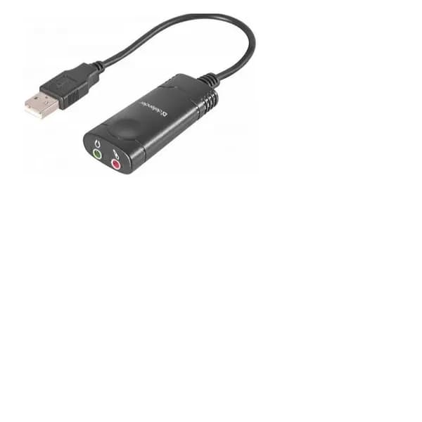 Звуковая карта USB Am на 2 гнезда 3.5мм, внешняя звуковая карта Defender Headset Adapter, на проводе, белый