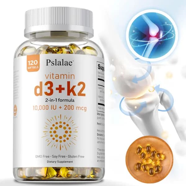Мягкие капсулы Pslalae с витамином D3+K2 поддерживают здоровье костей, усвоение кальция и функцию иммунной системы.