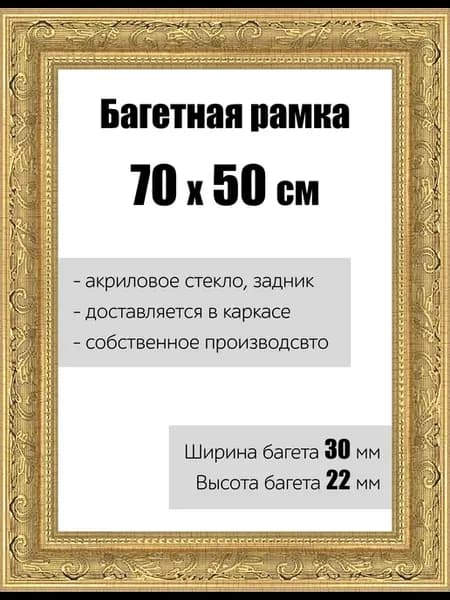 Рамка багетная для картин со стеклом 70 x 50 см, РБ-149