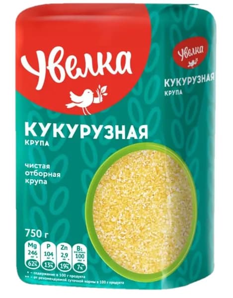 Увелка крупа Кукурзная, ценный питательный продукт, обладает большим содержанием витаминов, 750 г.