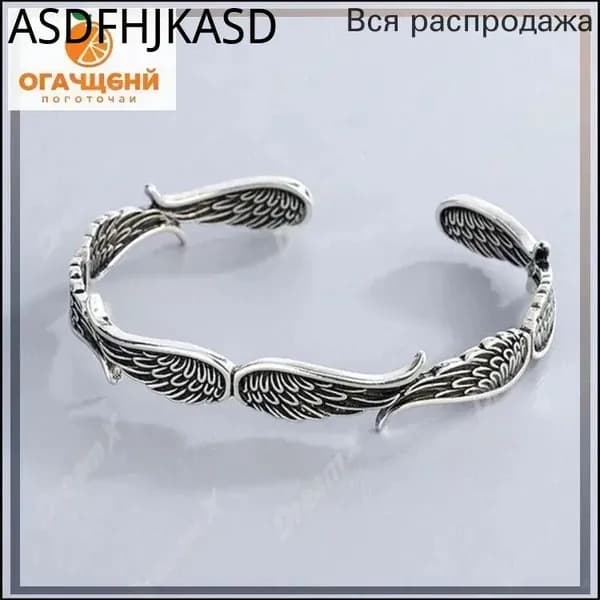 Ретро браслет с крыльями ангела из тайского серебра-.-.