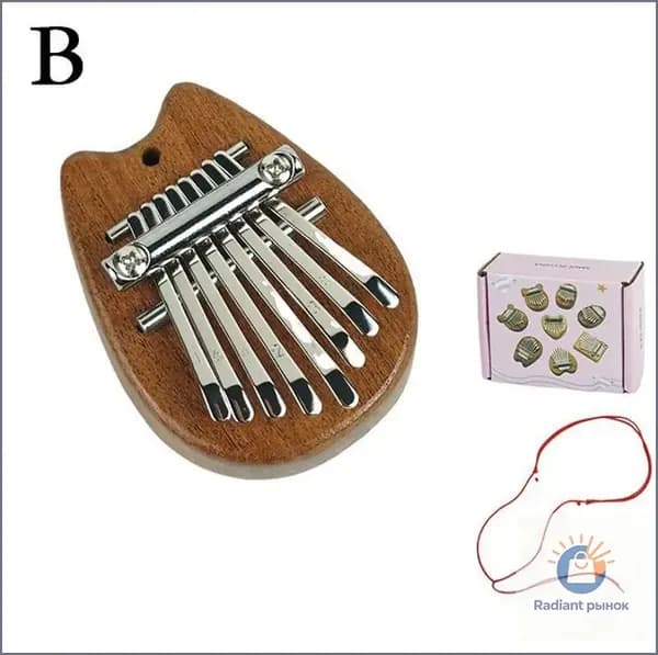 Калимба-брелок котик 8 нот с резьбой, народный музыкальный,праздничные подарки