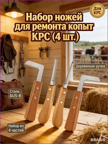 Набор из 4 стальных ножей для копыт, профессиональный инструмент для ухода за копытами лошадей