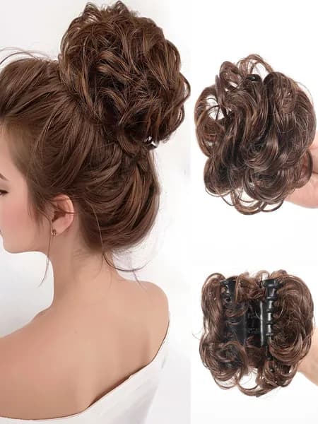 вьющиеся кусочки волос в стиле шиньон 15cm парик