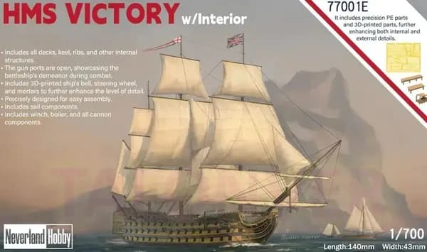 Neverland Hobby N77001E 1/700 HMS Victory, внутренняя "элитная версия" модели корабля Kit