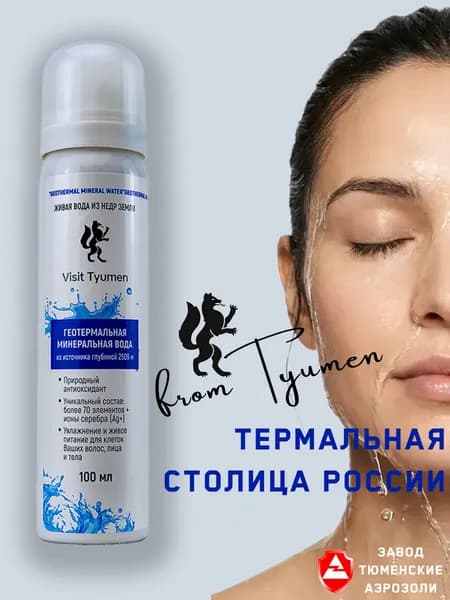 Минерализирующая термальная вода для лица и тела, 100 мл Visit Tyumen