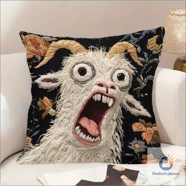 Наволочка 45x45 см 1 шт велюр искусственный, черный 3d-эффект
