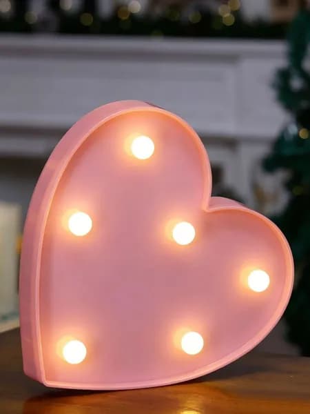 Светящаяся LED-буква A-Z, 16 см,"Розовое сердце"