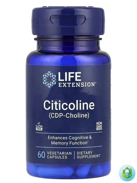 Life Extension, цитиколин (ЦДФ-холин), 60 вегетарианских капсул (250 мг в 1 капсуле)