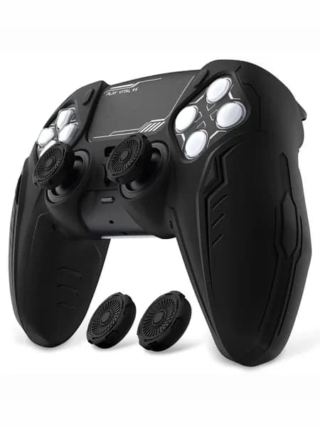 PlayVital Силиконовый Чехол для Геймпада PS5 CyberMech, Совместим с Док-станцией, Полная Защита, Черный