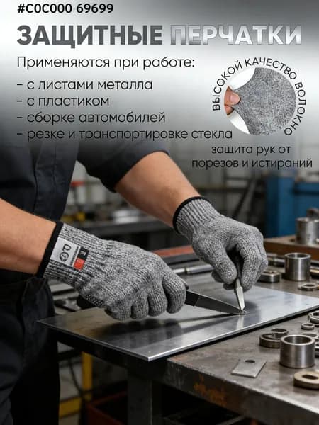 Перчатки защитные рабочие строительные сверхпрочные , защищают от порезов и проколов. Перчатки хозяйственные для сада и стройки