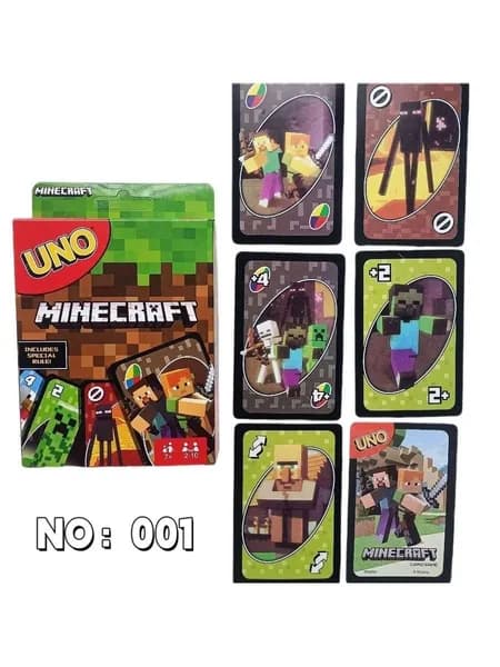 Карточная игра UNO Minecraft классическая настольная игра для вечеринок, семьи и друзей, 108 карт, специальный правила, возраст 7+