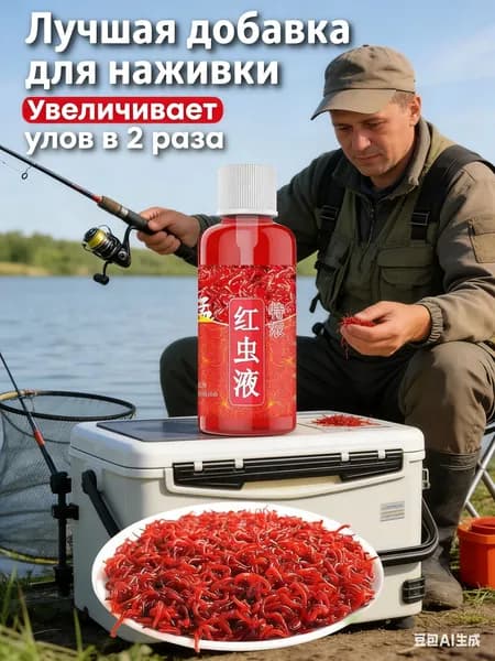 Концентрированная жидкость от красного червя, 60 мл, для рыбалки, привлекает рыбу в любое время года