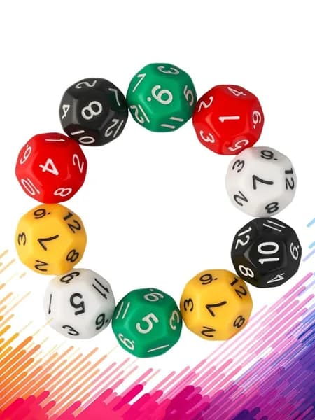 Акриловые додекаэдрические игральные кости (10 шт.)