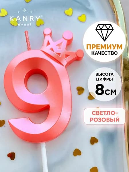 Свечи для торта "Без отдушки" 8 см 1 шт